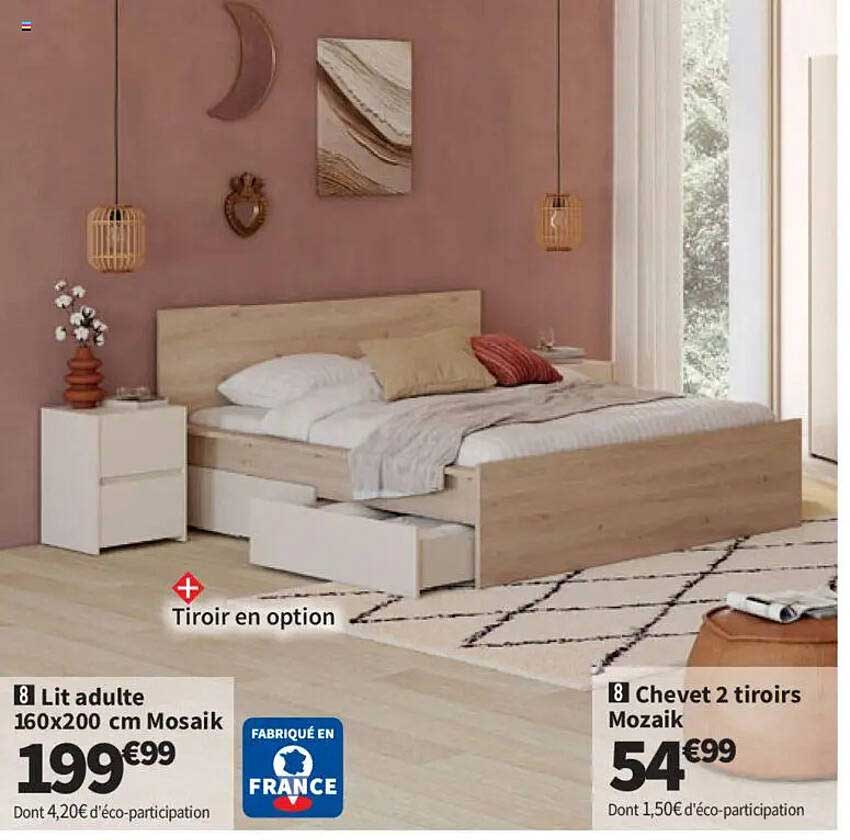 Lit adulte 160x200 cm Mozaik