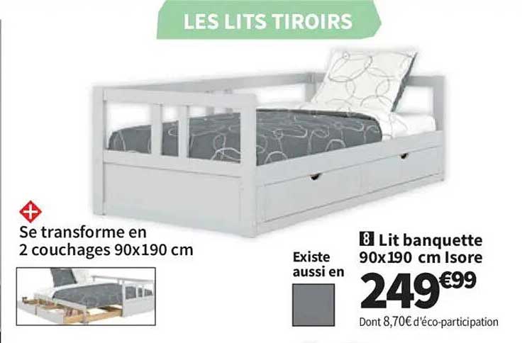 Lit banquette 90x190 cm Isore