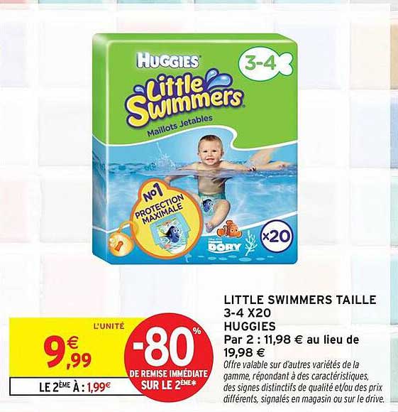 LITTLE SWIMMERS TAILLE 3-4 X20 HUGGIES