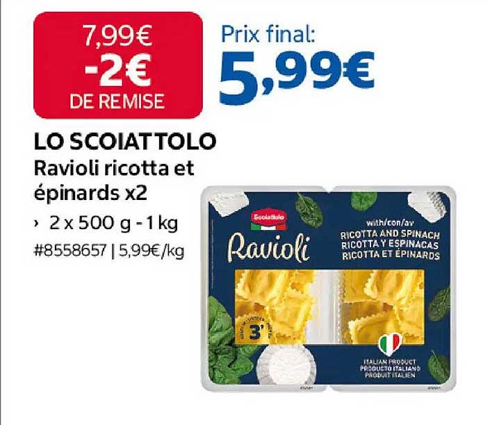 LO SCOIATTOLO Ravioli ricotta et épinards x2