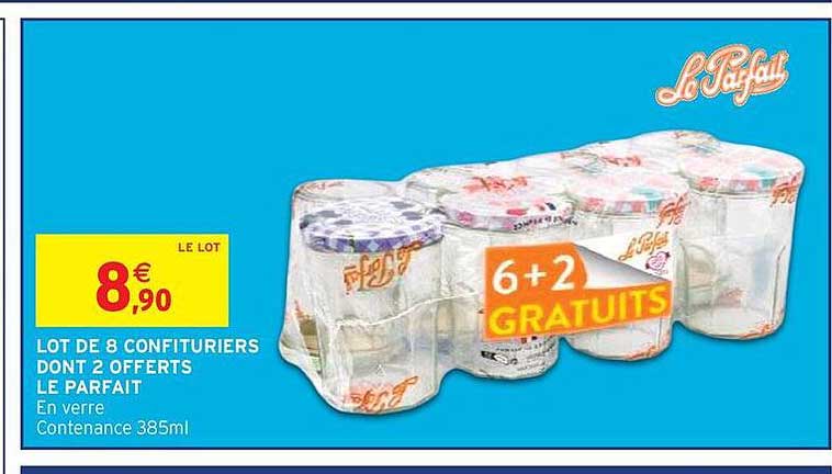 LOT DE 8 CONFITURIERS DONT 2 OFFERTS LE PARFAIT