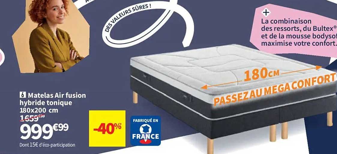 Matelas Air fusion hybride tonique 180x200 cm