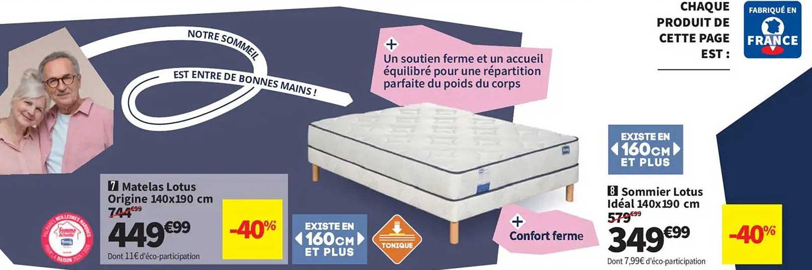 Matelas Lotus Origine 140x190 cm