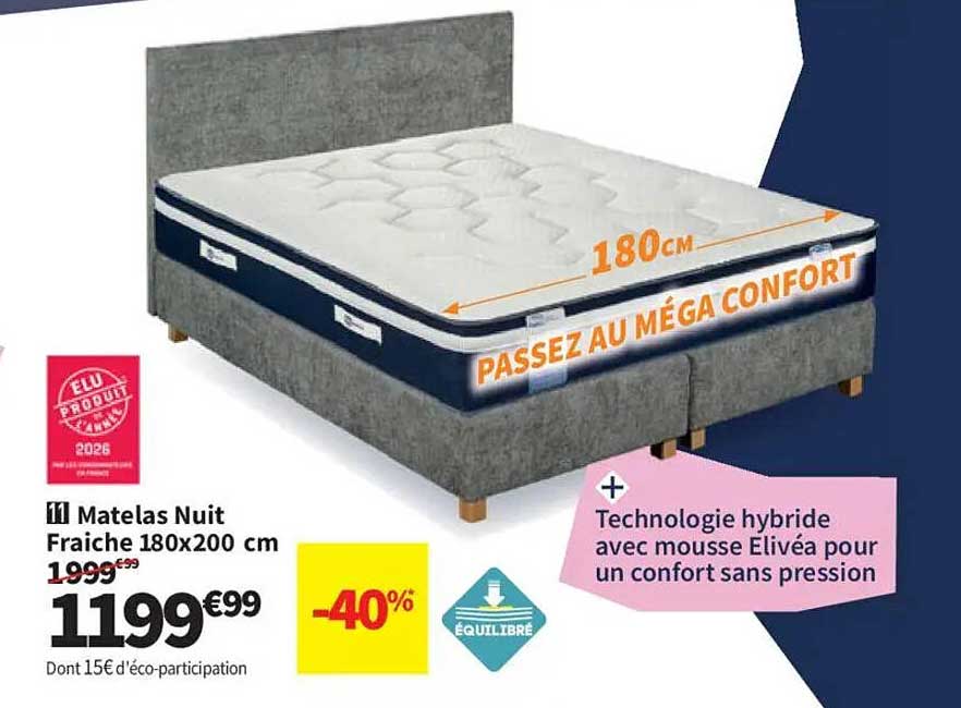 Matelas Nuit Fraiche 180x200 cm