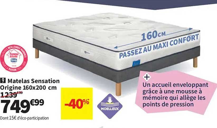 Matelas Sensation Origine 160x200 cm