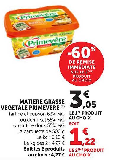 MATIERE GRASSE VEGETALE PRIMEVERE