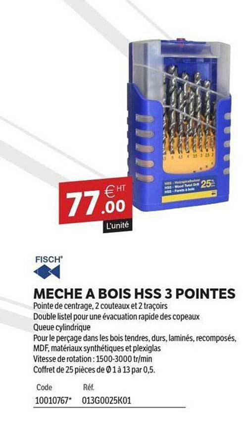 MECHE A BOIS HSS 3 POINTES
