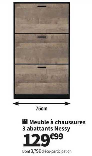 Meuble à chaussures 3 abattants Nessy