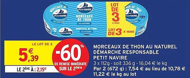 Morceaux de thon au naturel Petit Navire