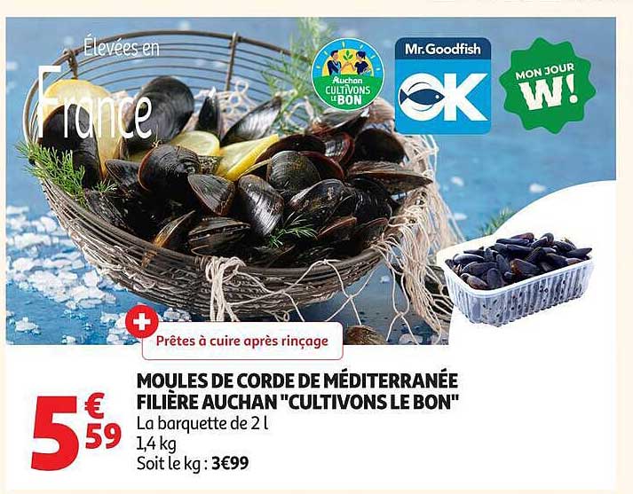 MOULES DE CORDE DE MÉDITERRANÉE FILIÈRE AUCHAN "CULTIVONS LE BON"