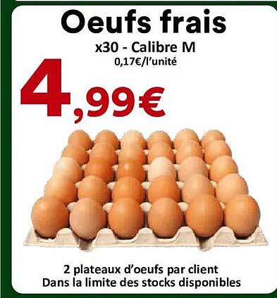 Oeufs frais x30 - Calibre M