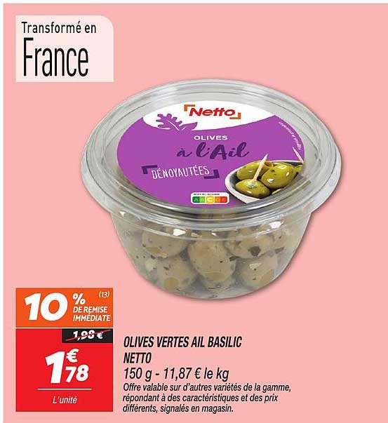 OLIVES VERTES AIL BASILIC NETTO