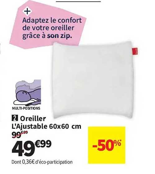 Oreiller L'Ajustable 60x60 cm