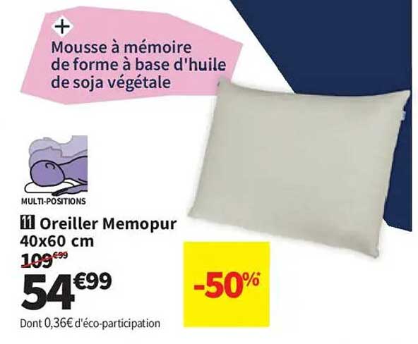 Oreiller Memopur 40x60 cm