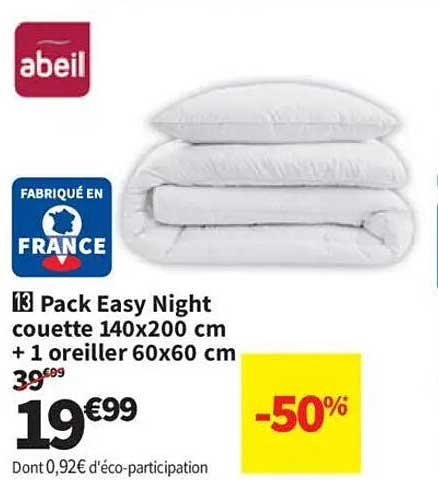 Pack Easy Night couette 140x200 cm + 1 oreiller 60x60 cm