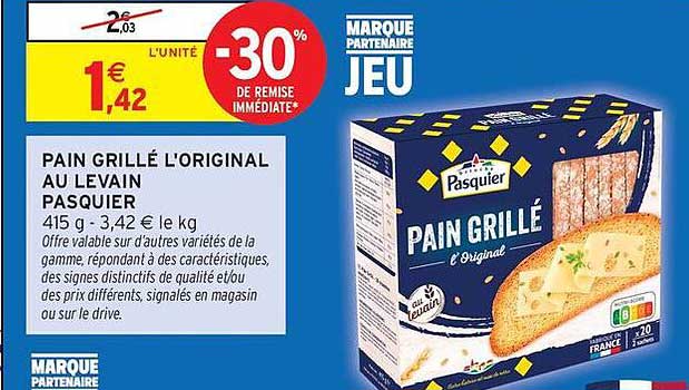 PAIN GRILLÉ L'ORIGINAL AU LEVAIN PASQUIER