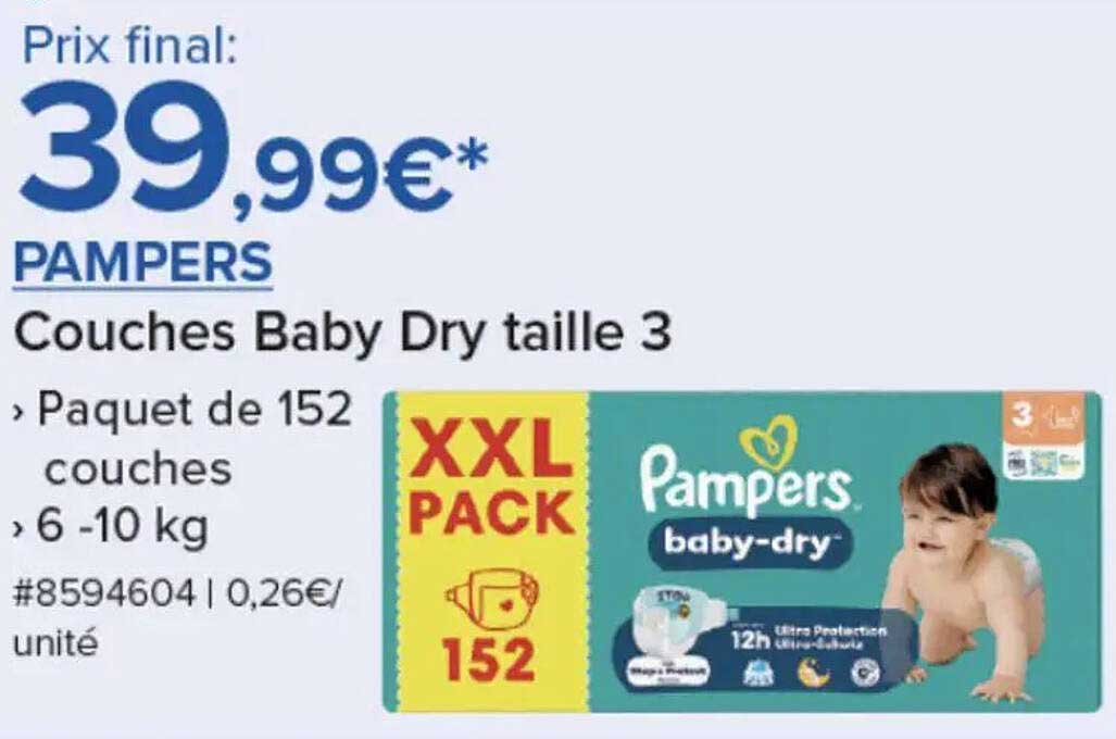 PAMPERS Couches Baby Dry taille 3