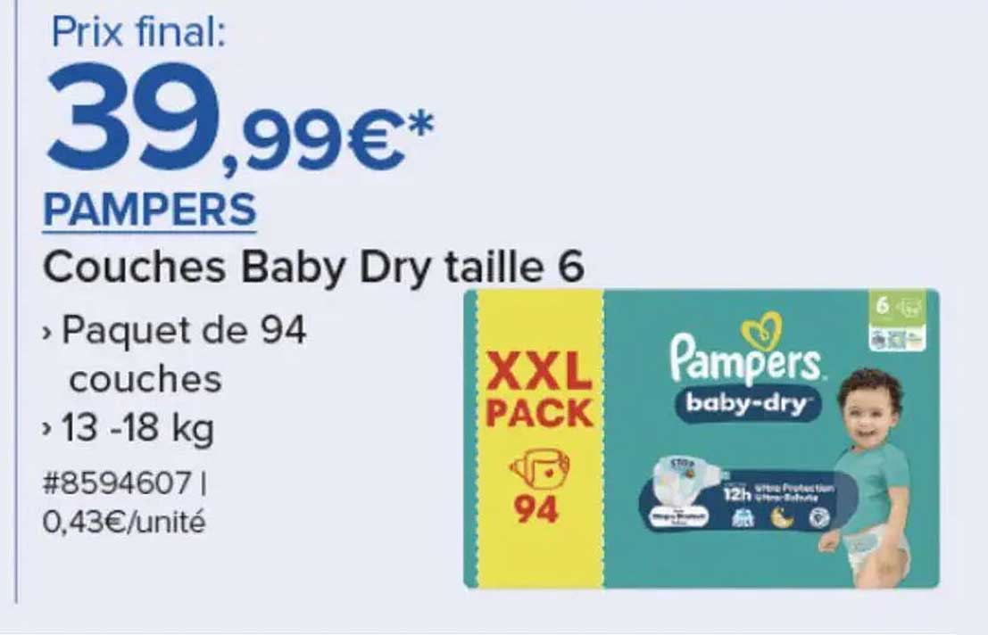 PAMPERS Couches Baby Dry taille 6