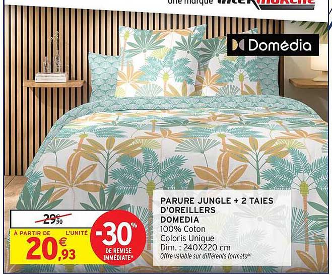 PARURE JUNGLE + 2 TAIES D'OREILLERS DOMEDIA