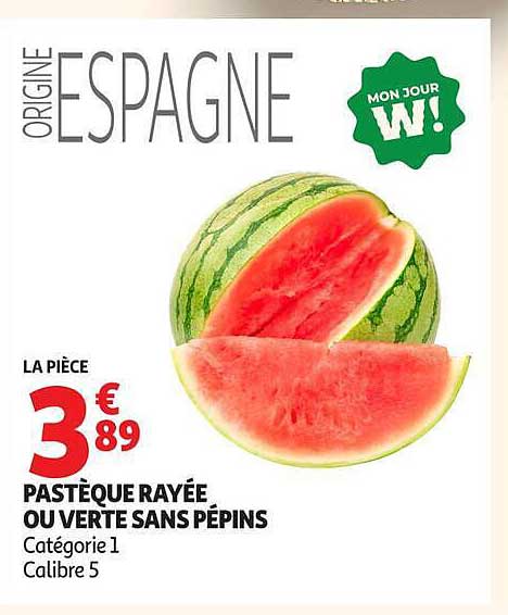 PASTÈQUE RAYÉE OU VERTE SANS PÉPINS