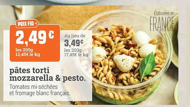 pâtes torti mozzarella & pesto.