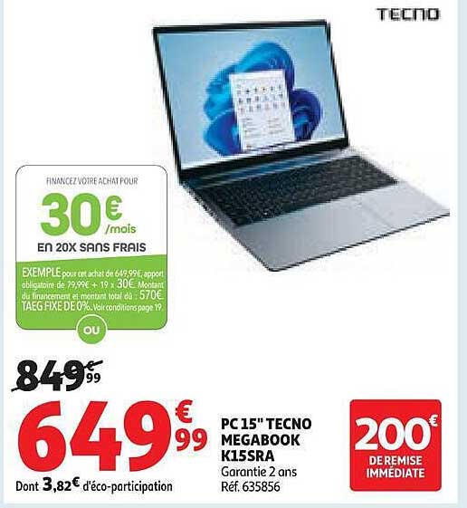 PC 15" TECNO MEGABOOK K15SRA