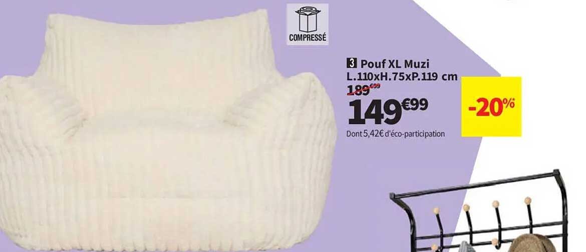 Pouf XL Muzi L.110xH.75xP.119 cm