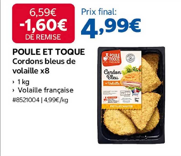 POULE ET TOQUE Cordons bleus de volaille x8