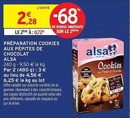 PRÉPARATION COOKIES AUX PÉPITES DE CHOCOLAT ALSA