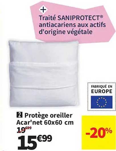 Protège oreiller Acar'net 60x60 cm