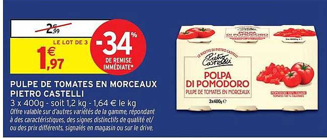 PULPE DE TOMATES EN MORCEAUX PIETRO CASTELLI