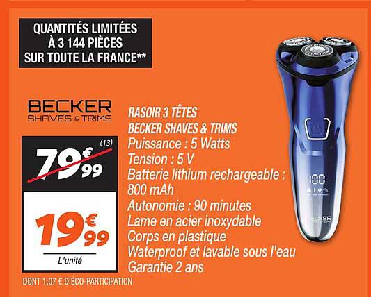 RASOIR 3 TÊTES BECKER SHAVES & TRIMS