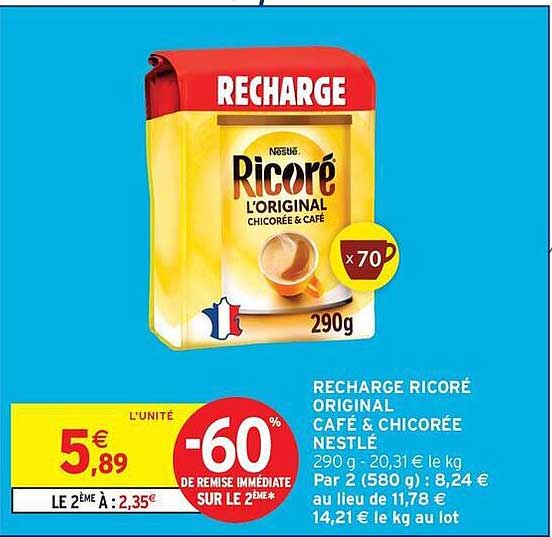 RECHARGE RICORÉ ORIGINAL CAFÉ & CHICORÉE NESTLÉ 290 g