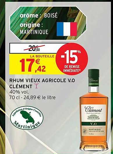 RHUM VIEUX AGRICOLE V.O CLÉMENT