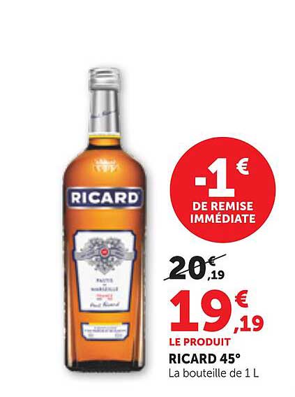 RICARD 45° La bouteille de 1 L
