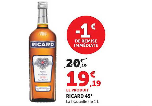 RICARD 45° La bouteille de 1 L
