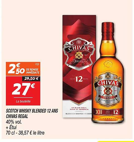 SCOTCH WHISKY BLENDED 12 ANS CHIVAS REGAL