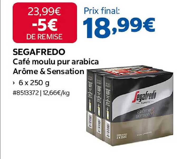 SEGAFREDO Café moulu pur arabica Arôme & Sensation