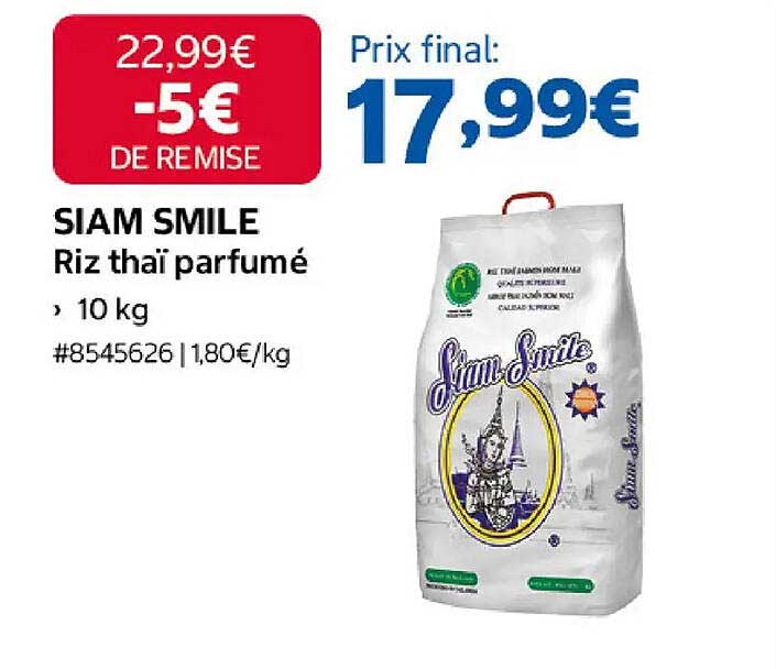 SIAM SMILE Riz thaï parfumé 10 kg