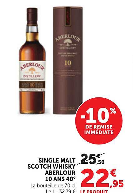 SINGLE MALT SCOTCH WHISKY ABERLOUR 10 ANS 40°