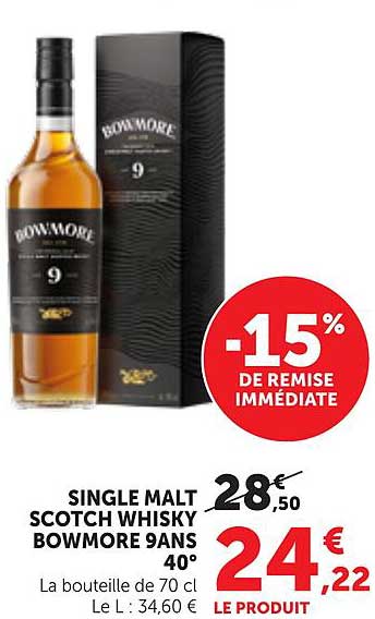 SINGLE MALT SCOTCH WHISKY BOWMORE 9 ANS 40°