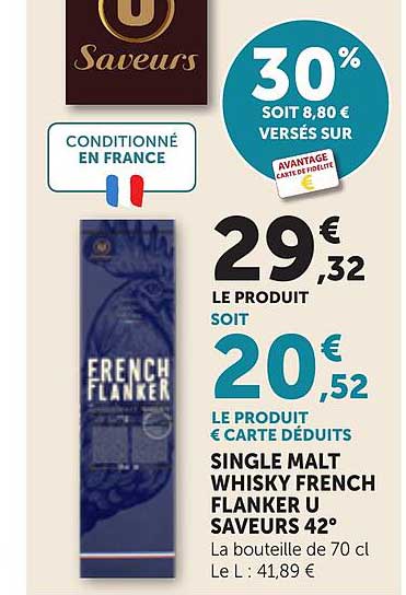 SINGLE MALT WHISKY FRENCH FLANKER U SAVEURS 42°