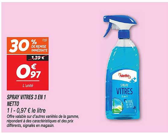 SPRAY VITRES 3 EN 1 NETTO