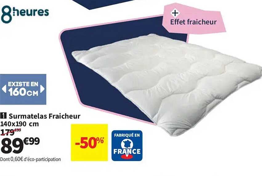 Surmatelas Fraîcheur 140x190 cm