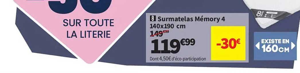 Surmatelas Mémory 4 140x190 cm