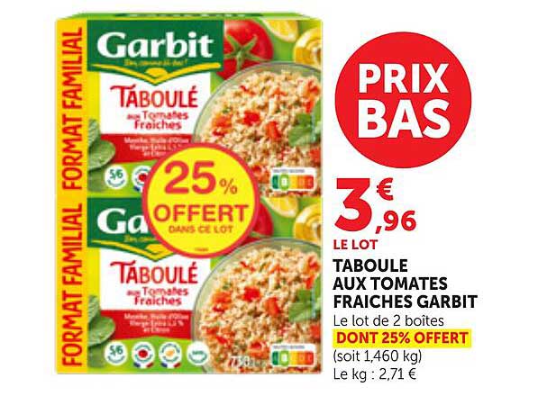 TABOULÉ AUX TOMATES FRAÎCHES GARBIT