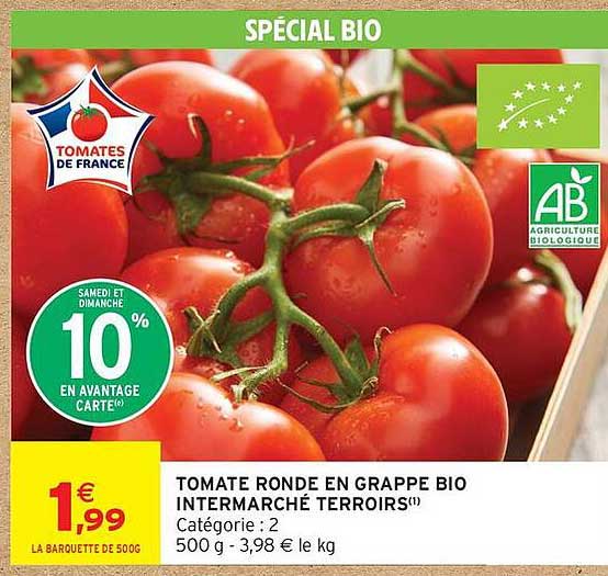 TOMATE RONDE EN GRAPPE BIO INTERMARCHÉ TERROIRS