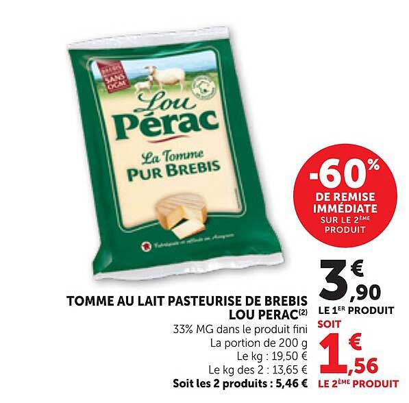 TOMME AU LAIT PASTEURISÉ DE BREBIS LOU PÉRAC