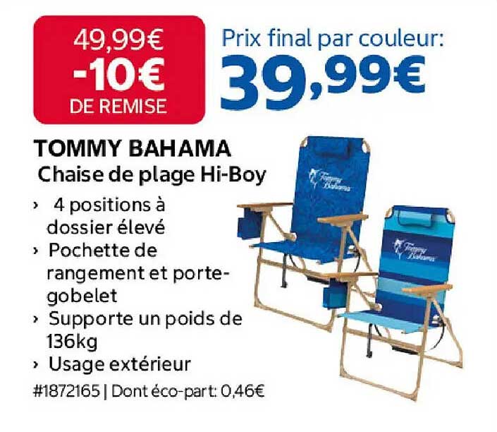 TOMMY BAHAMA Chaise de plage Hi-Boy