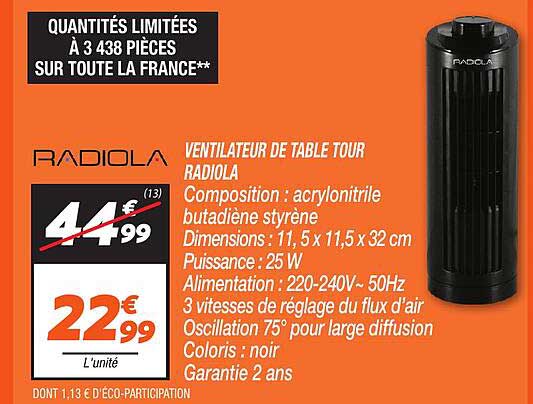 VENTILATEUR DE TABLE TOUR RADIOLA